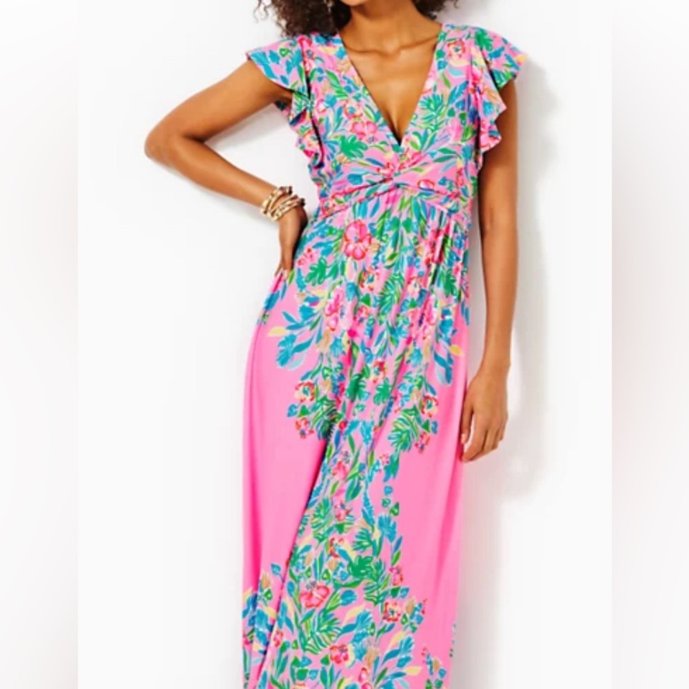 Lilly Pulitzer Verona Flutter Sleeve Maxi Dress Size 14